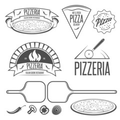 Pizza labels, badges and design elements. Vintage style.