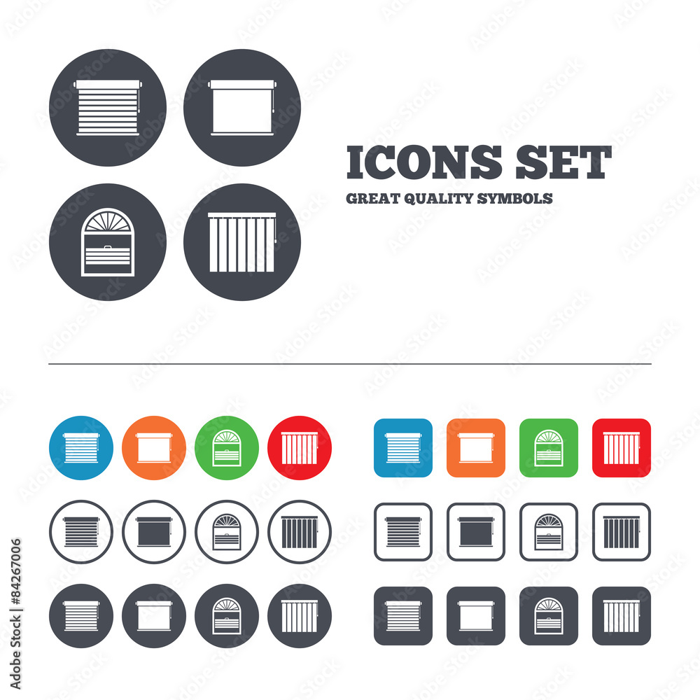 Louvers icons. Plisse, vertical and rolls. Stock Vector | Adobe Stock