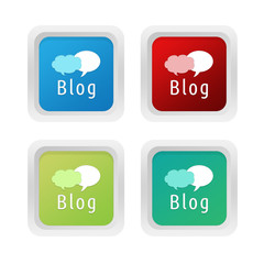 Wall Mural - set of squared colorful buttons with blog symbol