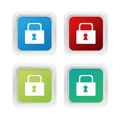 Wall Mural - set of squared colorful buttons with lock symbol