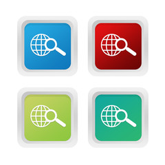 Wall Mural - set of squared colorful buttons with search symbol