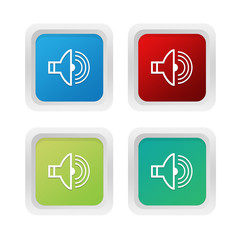 Wall Mural - set of squared colorful buttons with speaker symbol