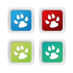 Wall Mural - set of squared colorful buttons with pet footprints symbol