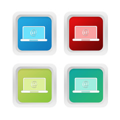 Wall Mural - set of squared colorful buttons with computer symbol