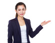 © leungchopan - Businesswoman with hand show with blank sign