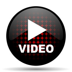 Aufkleber - video red glossy web icon