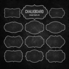 Wall Mural - Set of Chalkboard Frames and Labels. Vector illustration