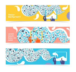 Wall Mural - set of horizontal banners, headers. editable design template