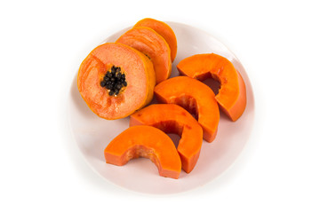 Wall Mural - Isolated ripe papaya in the white dish
