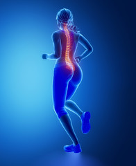 Sticker - Running womna spine problem concept