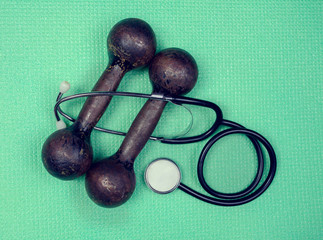 Retro iron grunge dumbbells