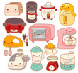 Set of adorable kitchen appliances - Vector file EPS10