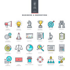 Wall Mural - set of line modern color icons for business and marketing