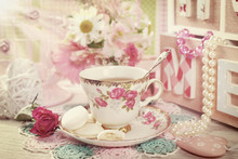 Tea Time In Romantic Vintage Style