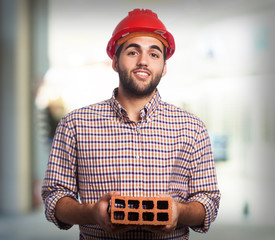 worker man with brick