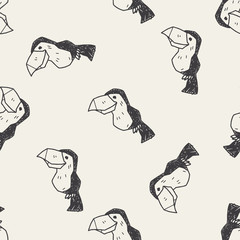 Wall Mural - toucan doodle seamless pattern background