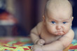 canvas print picture - portrait serious stern baby
