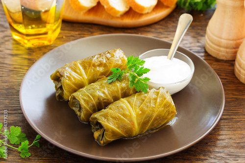 Naklejka na szybę Stuffed cabbage with meat and rice.