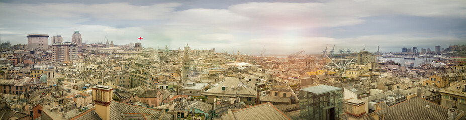 Genova, ligurian town skyline