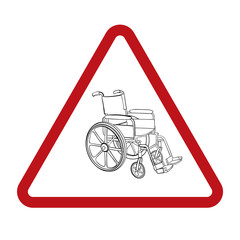 Wheelchair. Vector hand drawn illustration