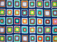 Crochet Squares Bright Wool Blanket