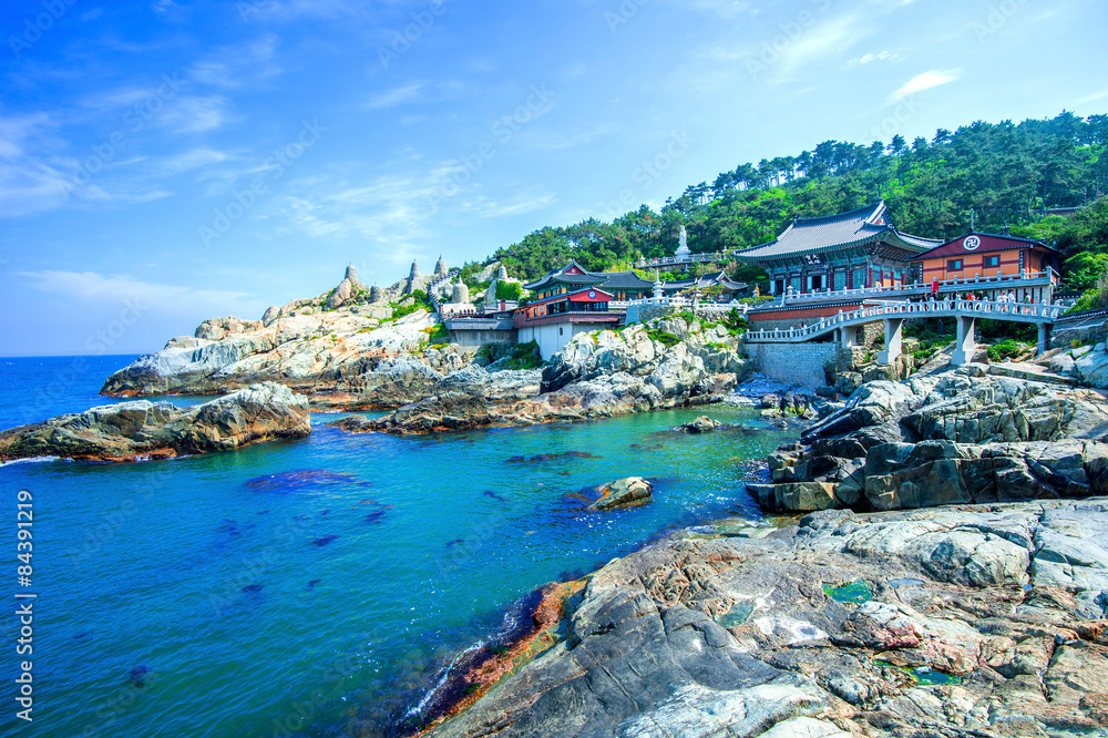 Haedong Yonggungsa Temple and Haeundae Sea in Busan, South Korea Stock ...
