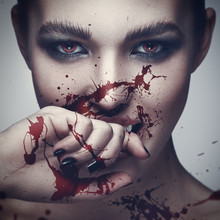 Vampire Woman With Blood On Her Face