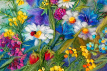 Felting Wool - Contemporary Art. Painting With Wild Flowers
