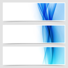 Wall Mural - Blue fluid line abstract modern header set