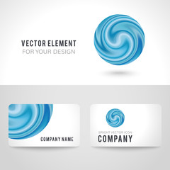 Wall Mural - Business card template set, abstract blue circle background