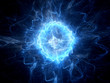 canvas print picture - Blue glowing ball lightning