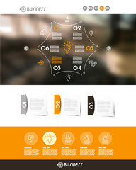 Wall Mural - orange website template with three stickers