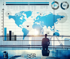 Wall Mural - Global Business Graph Growth World Map Concept