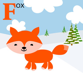 Wall Mural - Animal alphabet for the kids: F for the Fox