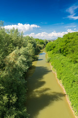 Canvas Print - River and countryside in sping season, Tuscany