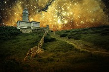 Lighthouse And Small Magellanic Cloud (Elements Of This Image Fu