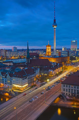 Wall Mural - Berlin Alexanderplatz with the famous television tower at night