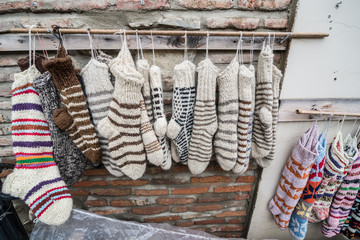 Sticker - wool socks in Sighnaghi town in Kakheti region of Georgia