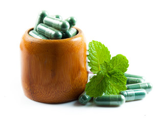 Sticker - Organic capsule with mint leaves