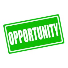 Opportunity White Stamp Text On Green Background