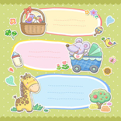 Wall Mural - adorable colorful animals memo set