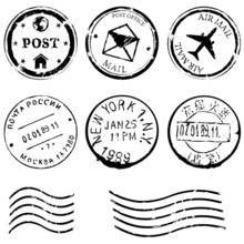 Vector Set Of Black Postal Stamps