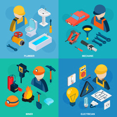 Poster - Technic Professions Isometric Icon Set