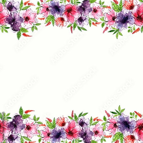 Floral Background Watercolor Floral Border Birthday Card Stock Vector Adobe Stock Floral Background Watercolor Floral Border Birthday Card Stock Vector Adobe Stock