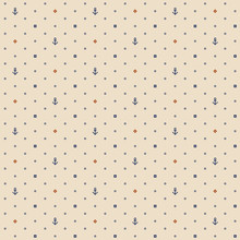 Vector Seamless Nautical Bright Pattern With Dots And Anchors