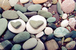 Two hearts from sea color stones 