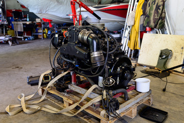 disassembled engine