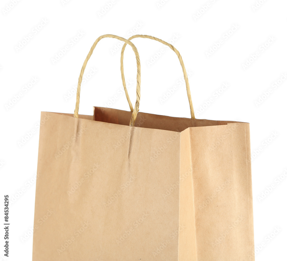 Shopping paper bag isolated on white