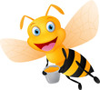 happy bee cartoon with honey 
