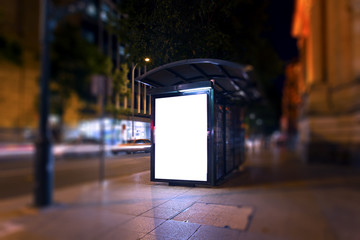 Poster - Advertising light boxes in the city at night